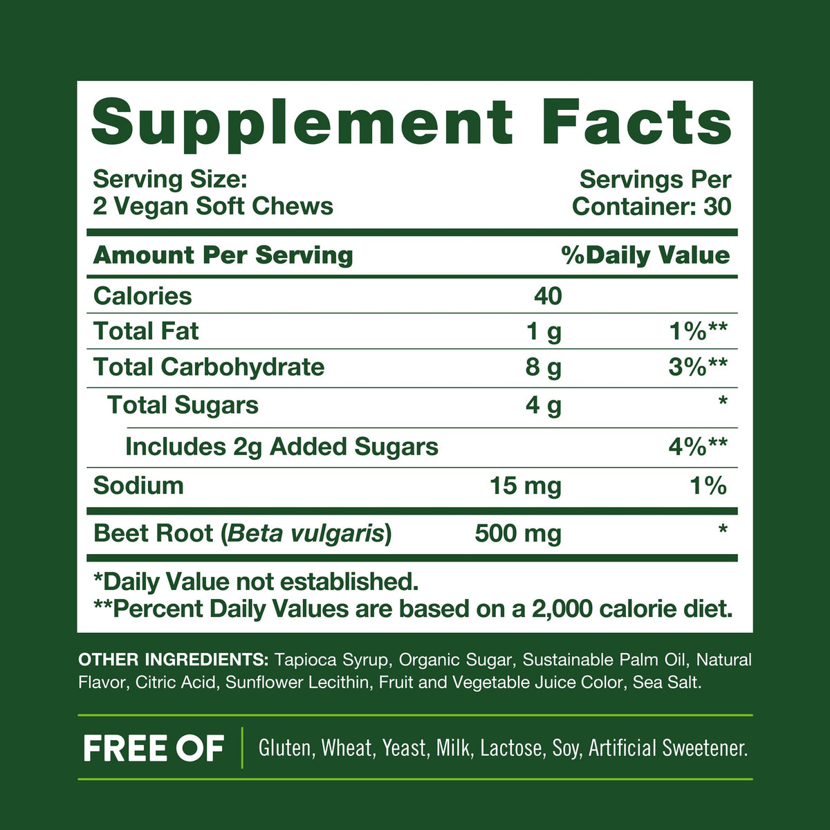 Chews de Racine de Betterave Nature's Truth, texture moelleuse