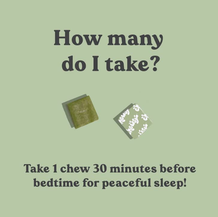 Chews de Sommeil Paisible CHEWSY montrant le goût menthe