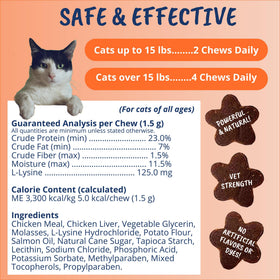 Chews L-Lysine pour Chats au saumon, format et taille