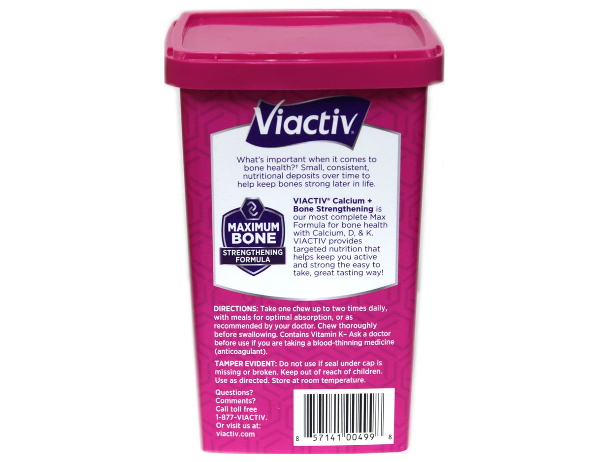 Chews Viactiv au chocolat au lait présentés sur une table