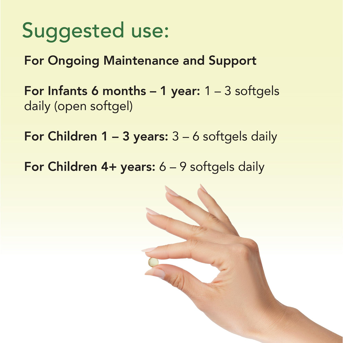 CHILDLIFE ESSENTIALS DHA Pur pour Enfants gélules à mâcher, enfant prenant une gélule