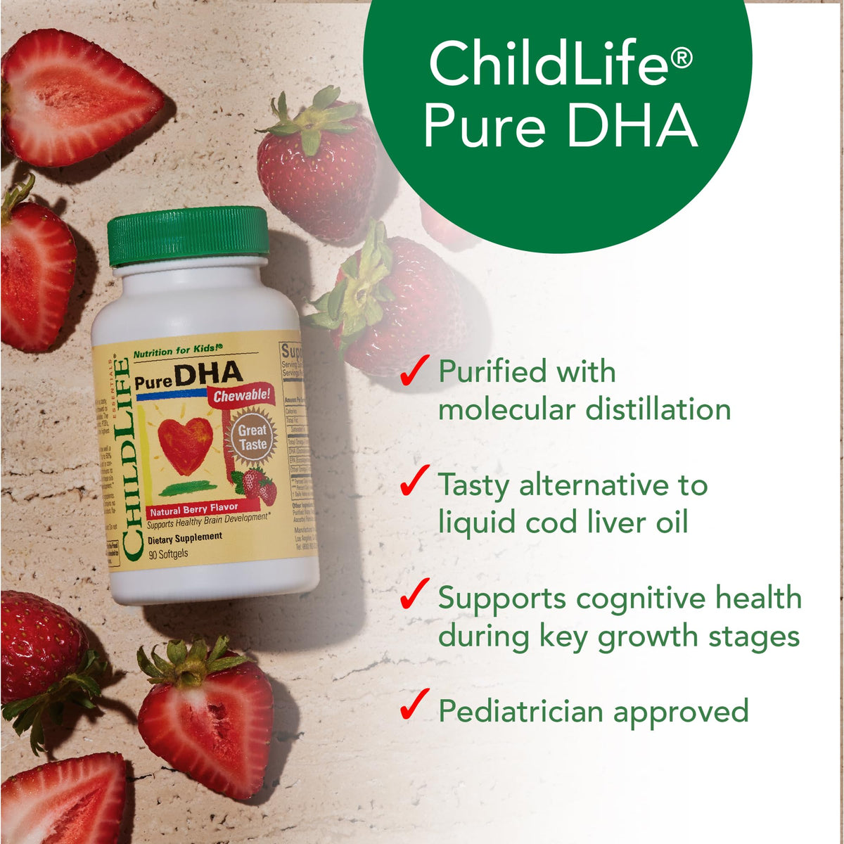 CHILDLIFE ESSENTIALS DHA Pur pour Enfants gélules à mâcher, gélules ouvertes montrant le contenu