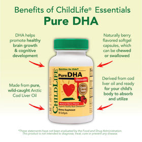 CHILDLIFE ESSENTIALS DHA Pur pour Enfants gélules à mâcher, présentation des ingrédients