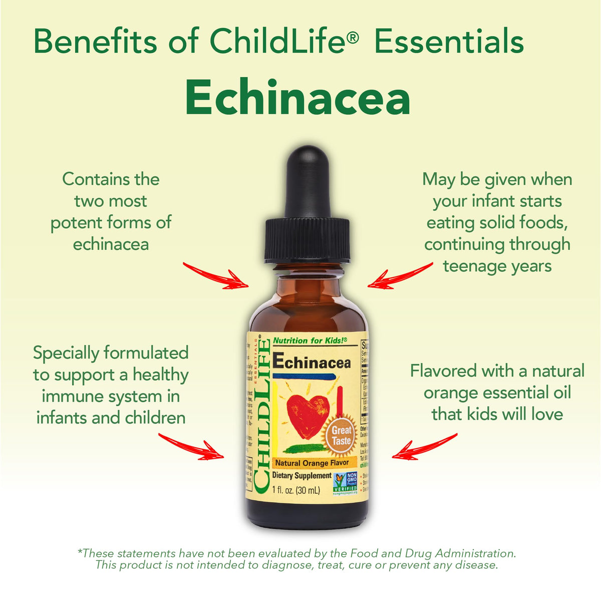 CHILDLIFE ESSENTIALS Echinacea pour Enfants flacon sur fond blanc