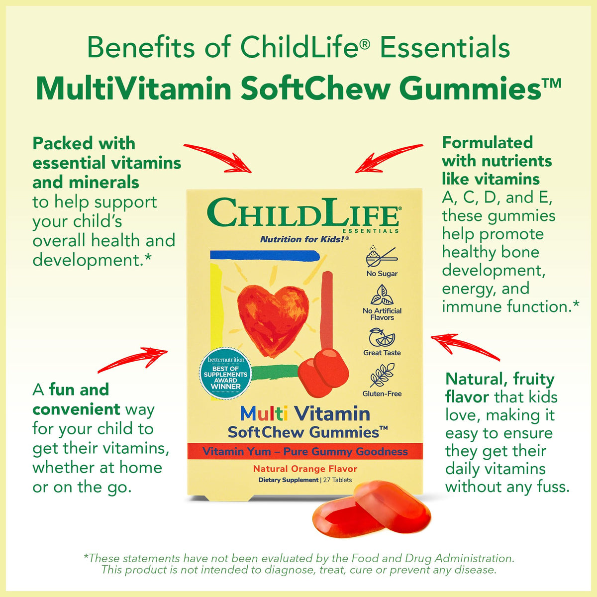 CHILDLIFE ESSENTIALS Gummies Multivitamines Orange avec une main