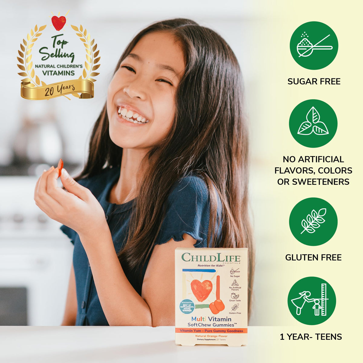 CHILDLIFE ESSENTIALS Gummies Multivitamines Orange ouvert