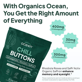 Chill Buttons Organics Ocean côté du paquet