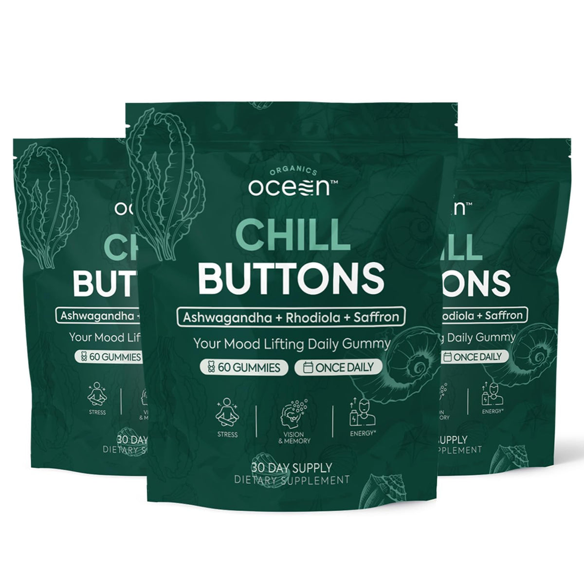 Chill Buttons Organics Ocean gélifiés en boîte de 180 unités