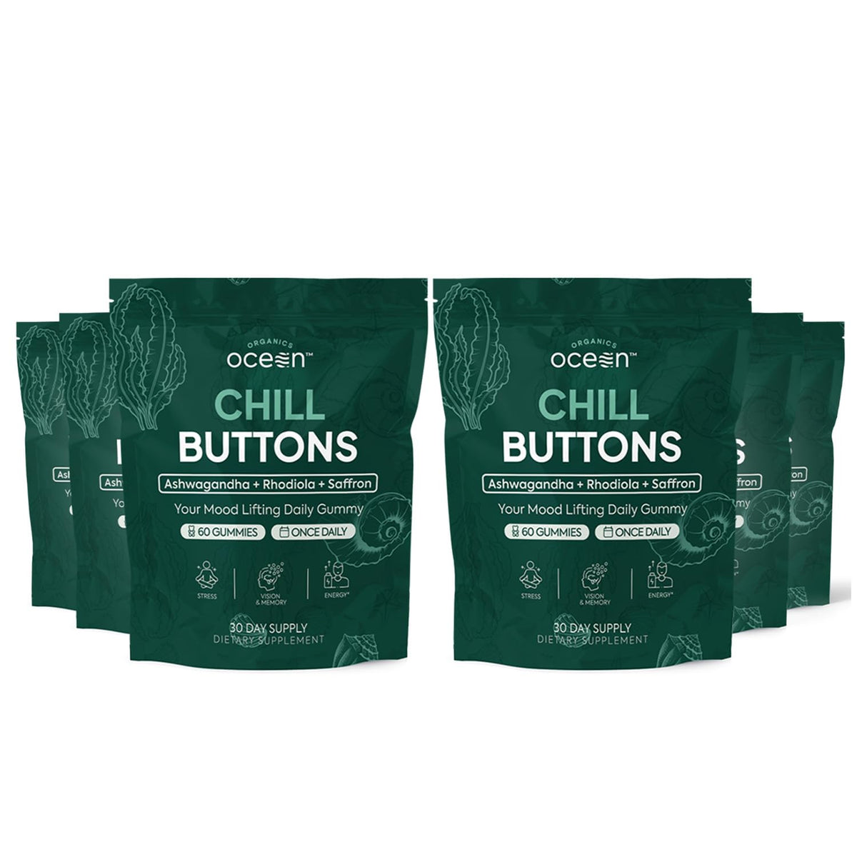 Chill Buttons Organics Ocean paquet de 360 gummies