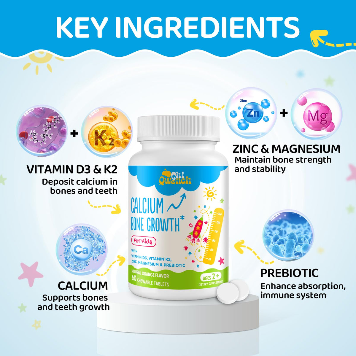 ChiQwench Complément Alimentaire Calcium 500 mg, présentation des comprimés