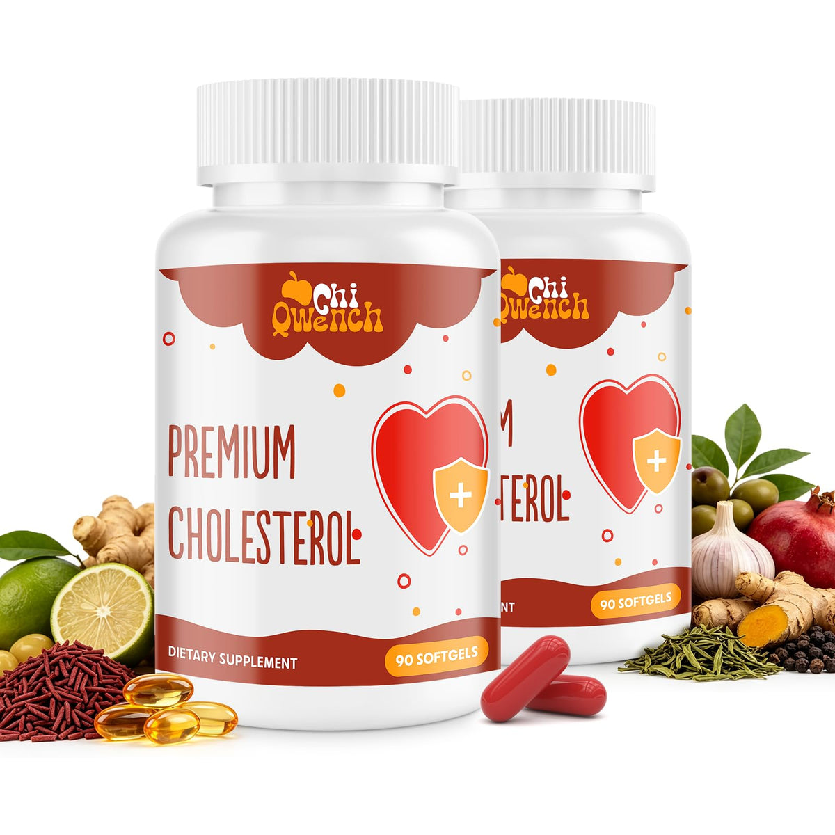 ChiQwench Compléments Alimentaires Cholestérol 14 en 1 180 Gélules vue avant