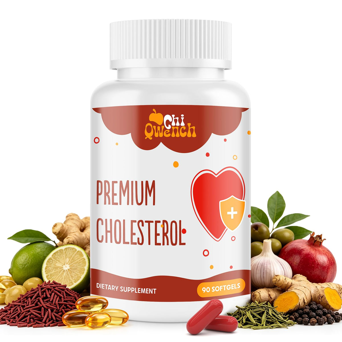 ChiQwench Compléments Alimentaires Cholestérol 14-en-1 90 Gélules vue avant