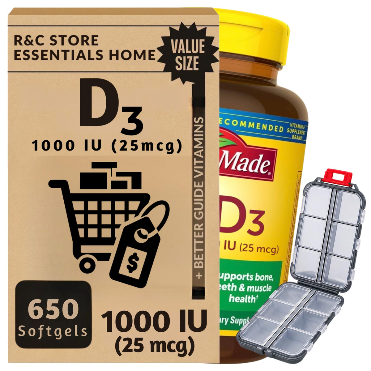 Chloe'C Vitamine D3 25mcg gélules en bouteille vue de face
