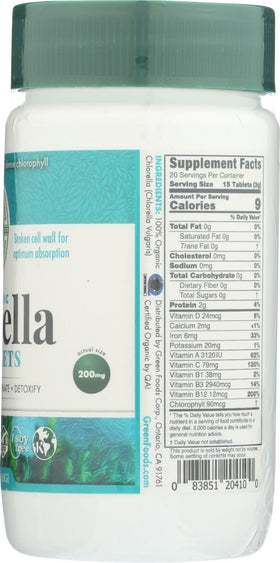 Chlorella Bio Green Foods 200 mg 300 comprimés avec une cuillère