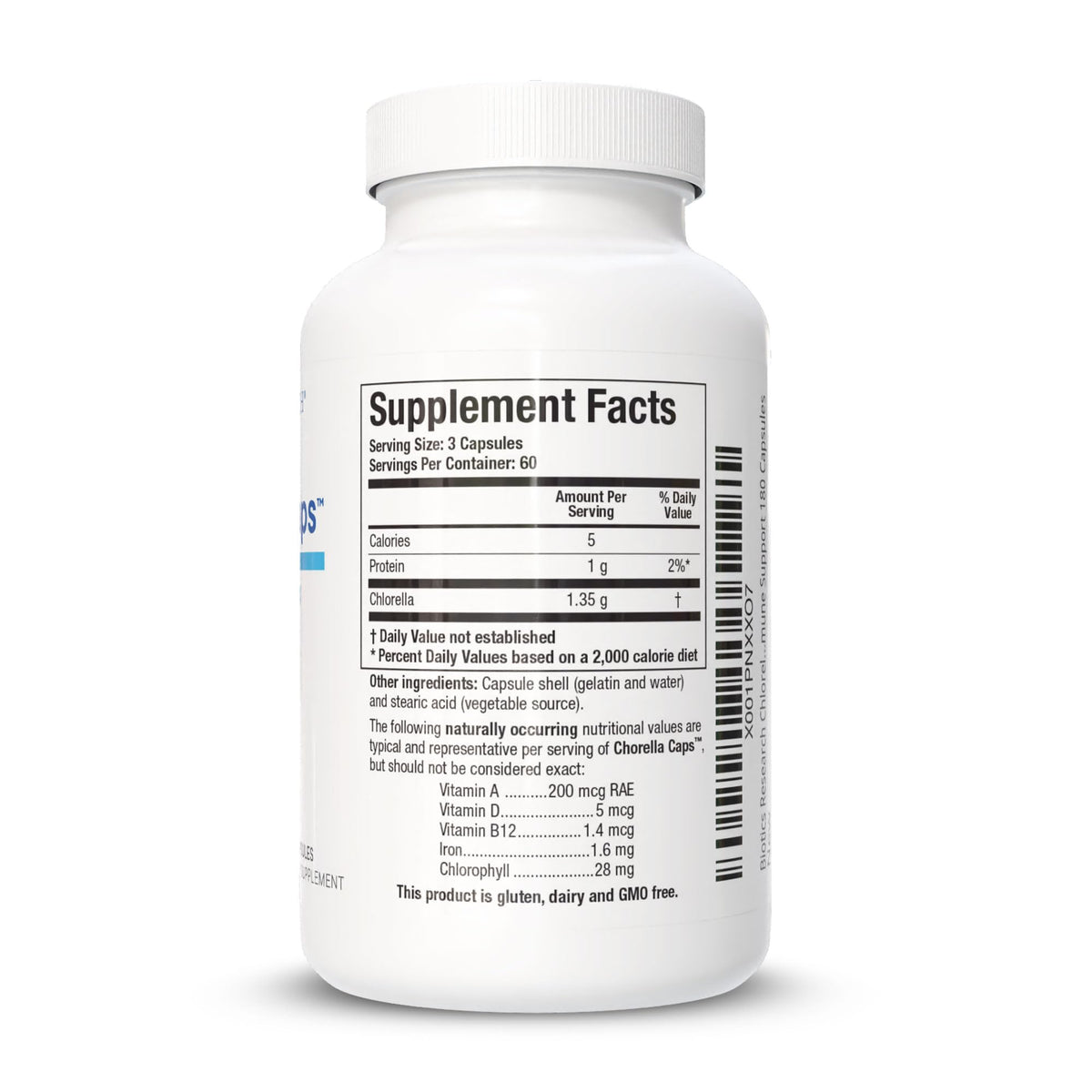 Chlorella Caps BIOTICS RESEARCH 180C vue arrière