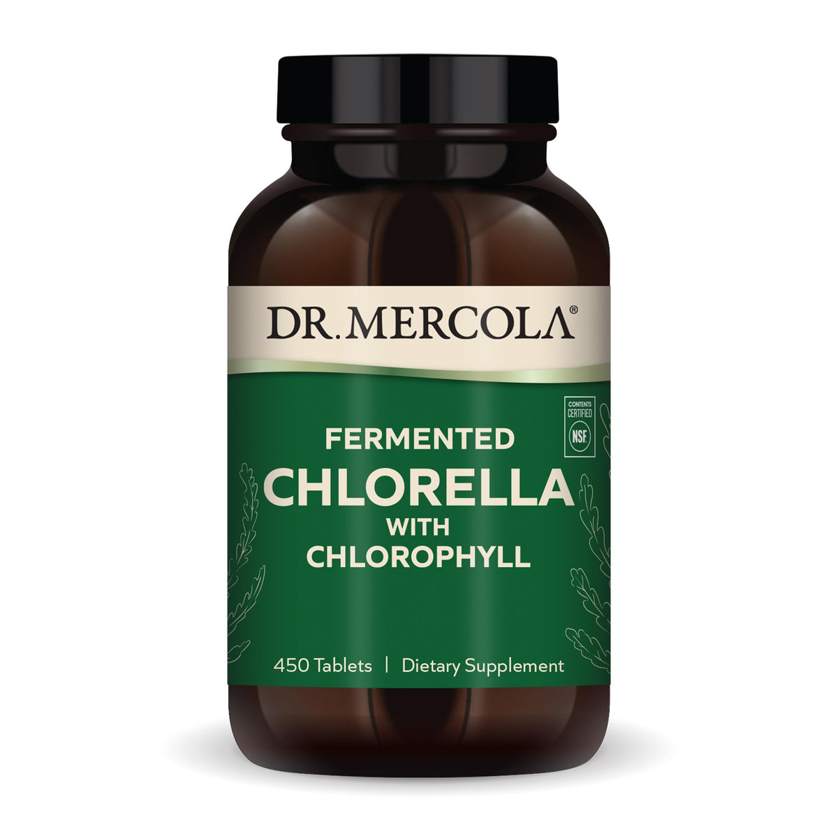 Chlorella fermentée Dr. Mercola 450 comprimés vue de face