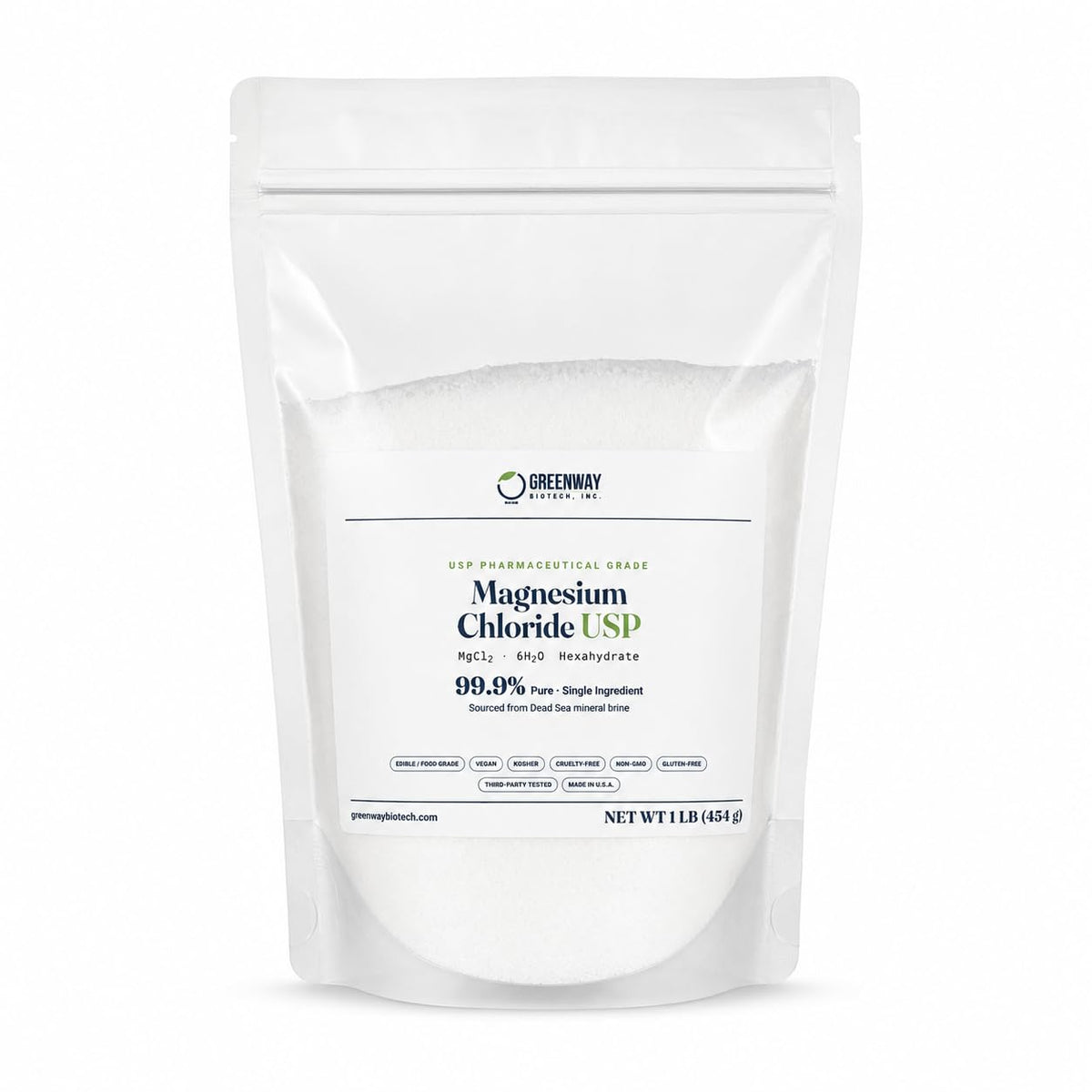 Chlorure de magnésium comestible Greenway Biotech 458g vue de face