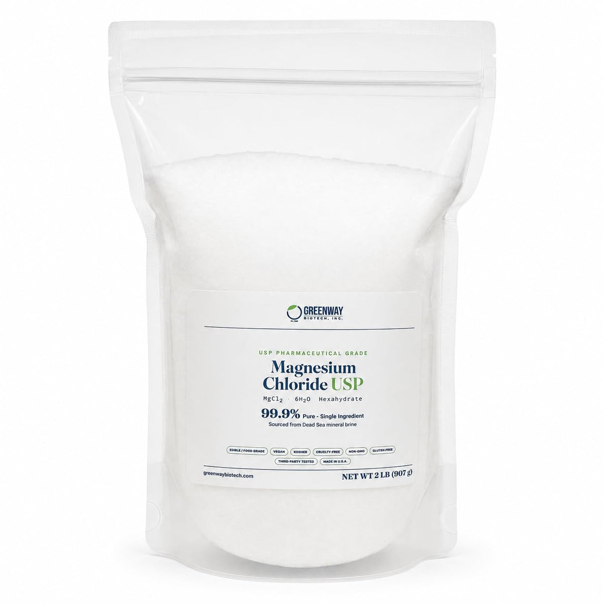 Chlorure de Magnésium Comestible Greenway Biotech 889 g, packaging avant