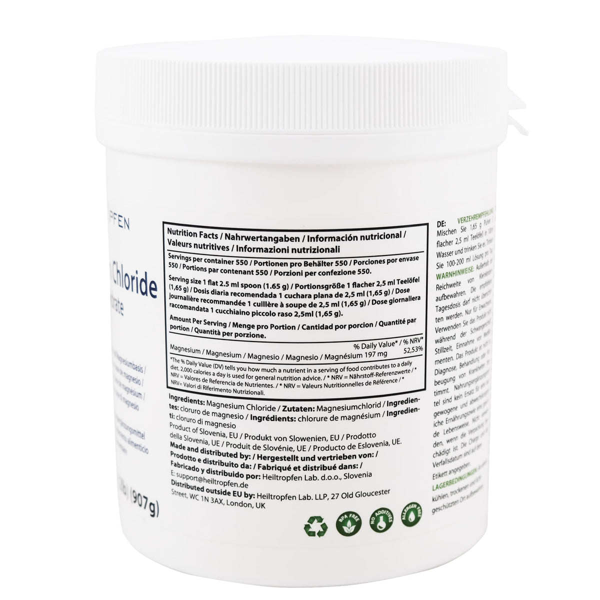 Chlorure de Magnésium Heiltropfen 1021 g - usage en cuisine
