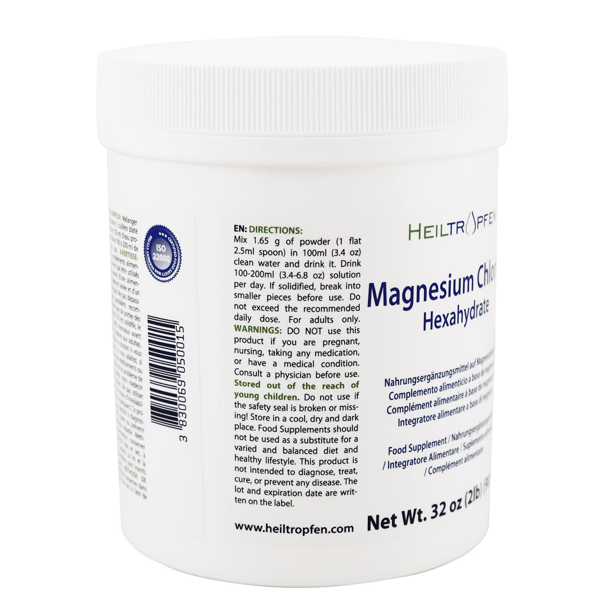 Chlorure de Magnésium Heiltropfen 1021 g - vue latérale