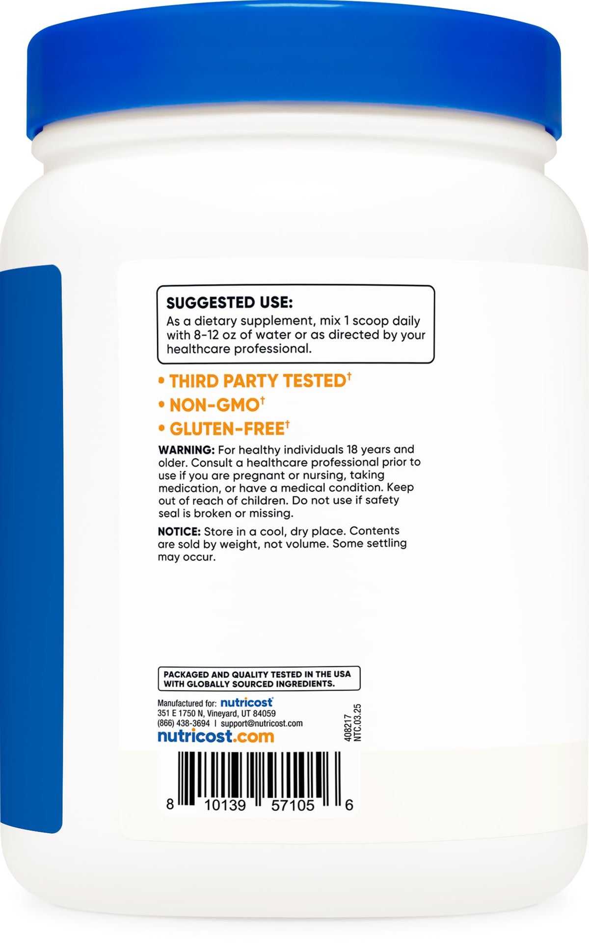 Chlorure de magnésium Nutricost 1021g en contexte d'utilisation