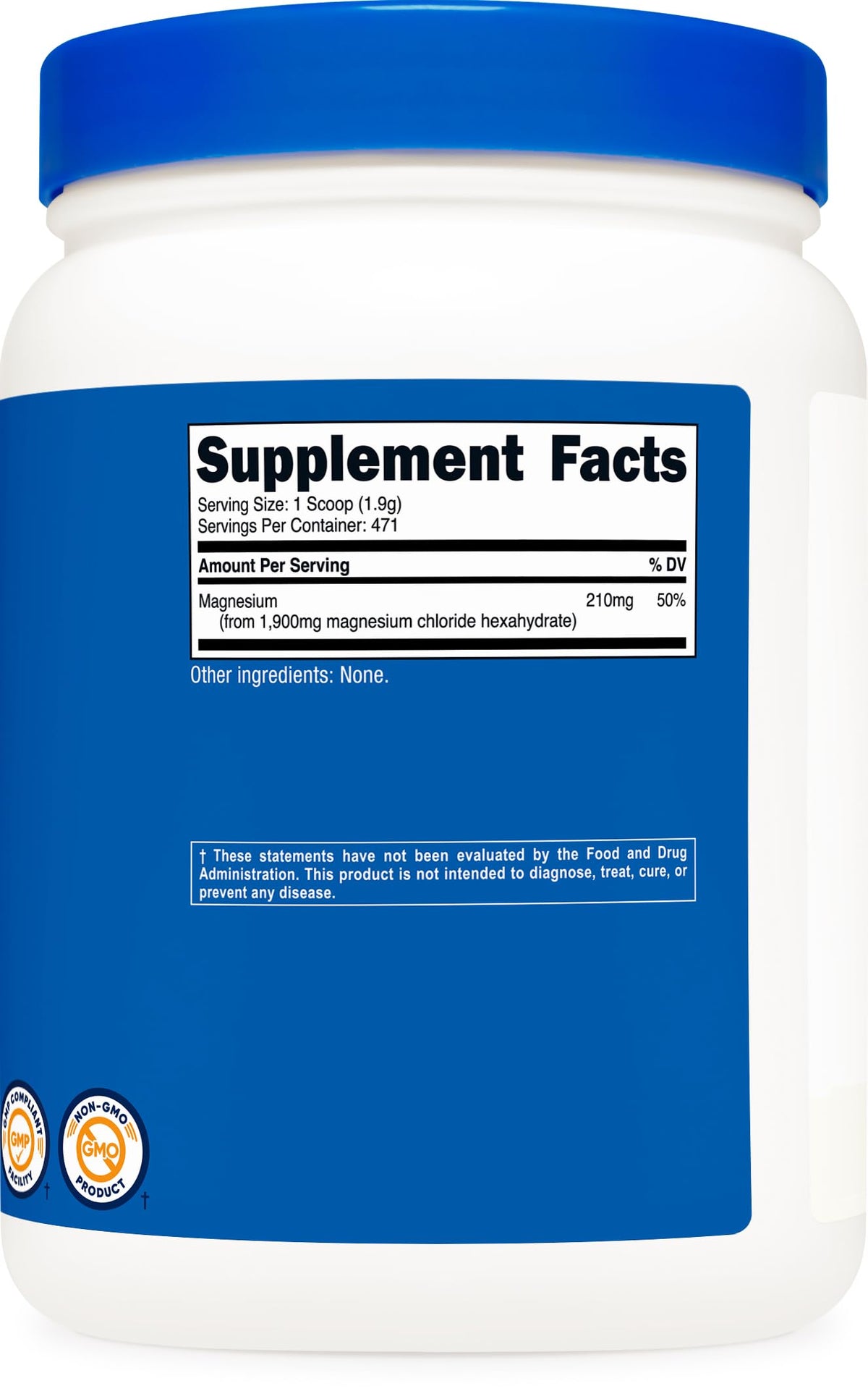 Chlorure de magnésium Nutricost 1021g ouvert avec mesure