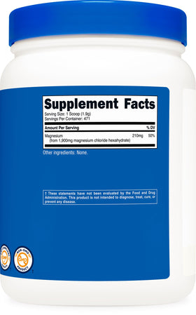 Chlorure de magnésium Nutricost 1021g ouvert avec mesure