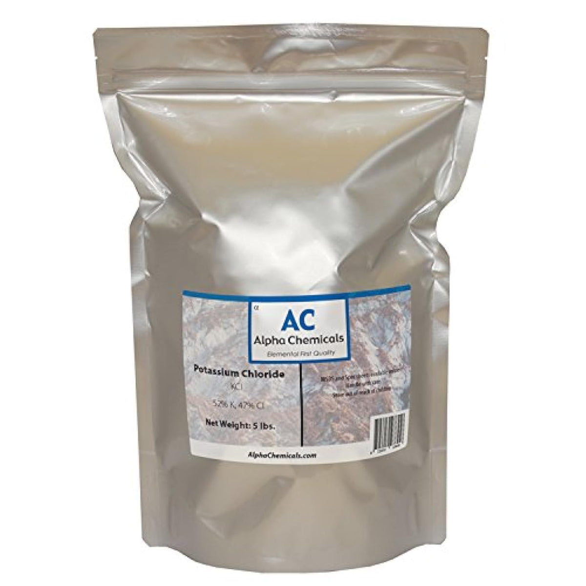 Chlorure de Potassium Alpha Chemicals 2360g vue avant avec sac refermable