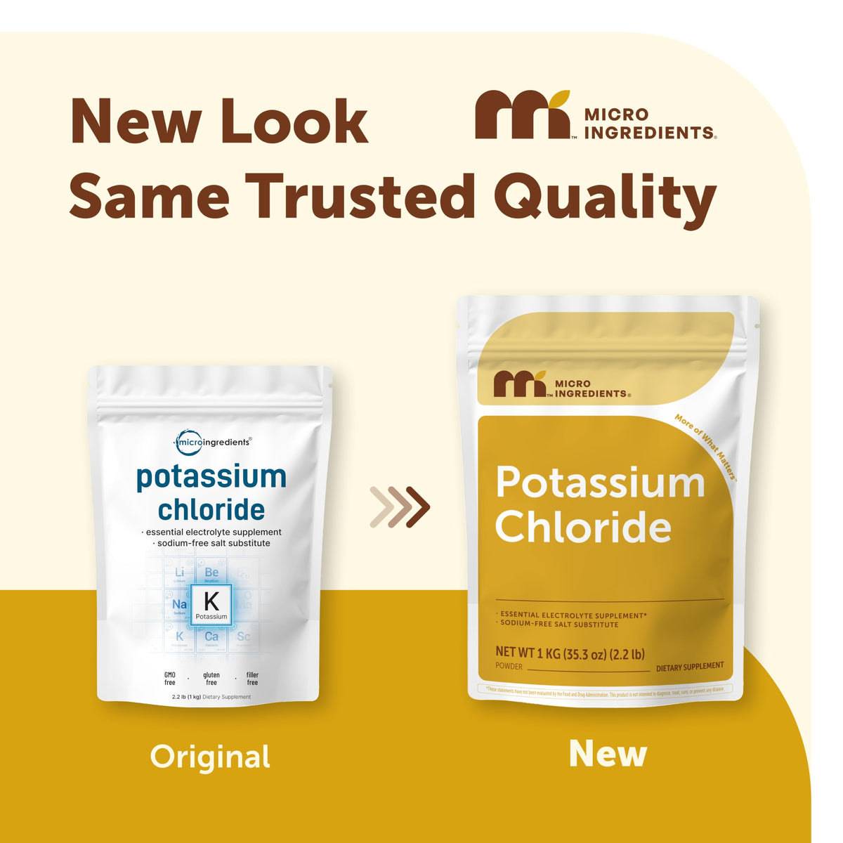 Chlorure de potassium Micro Ingredients 1021 g poudre vue de côté