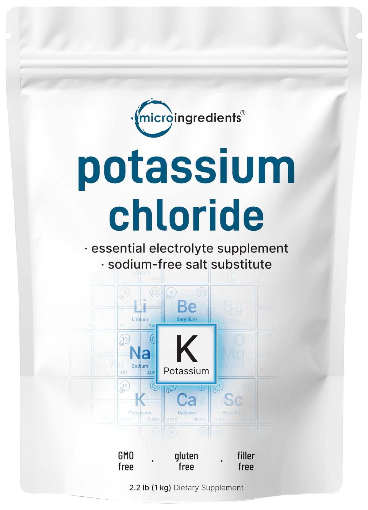 Chlorure de potassium Micro Ingredients 1021 g sachet avant