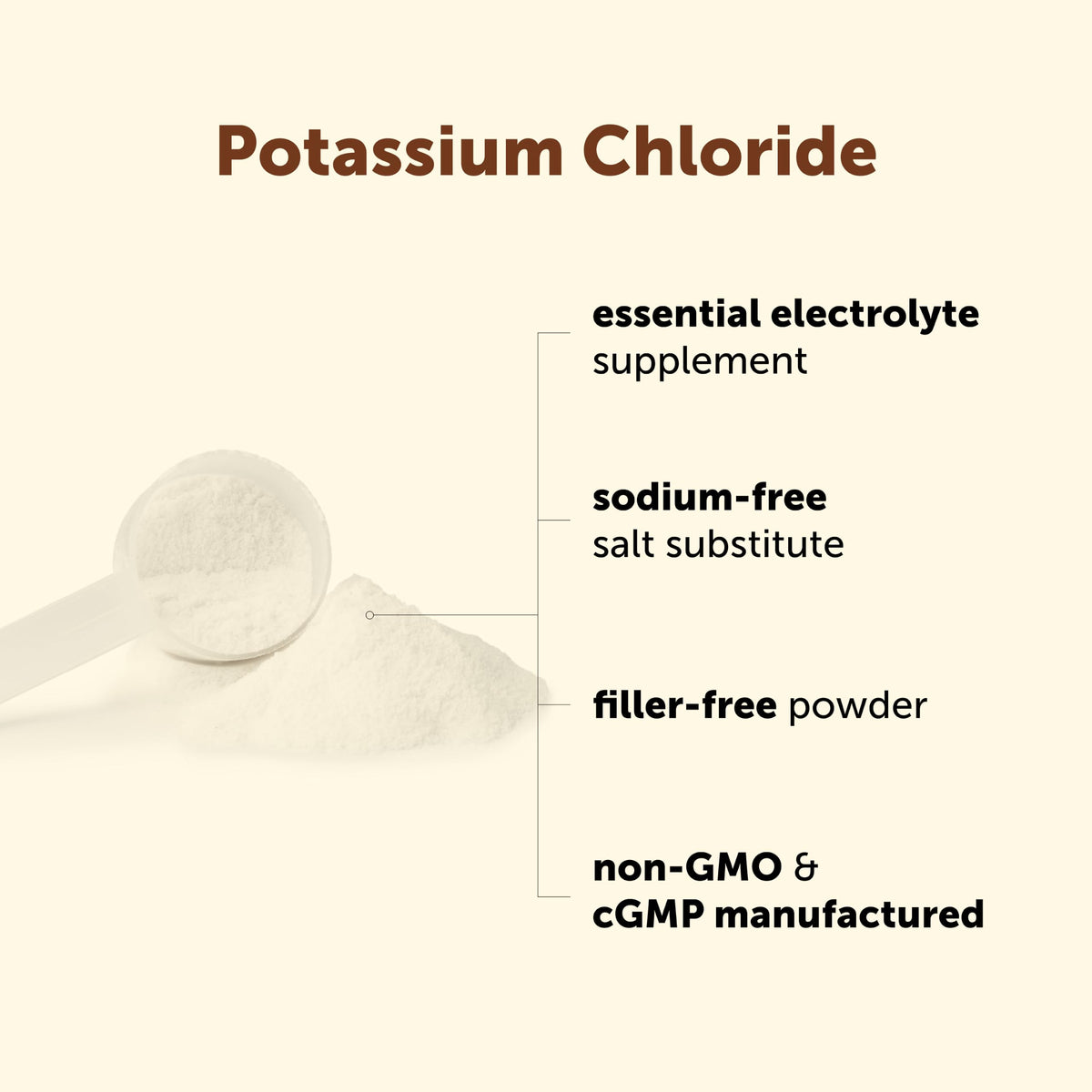 Chlorure de potassium Micro Ingredients en poudre dans un verre d'eau