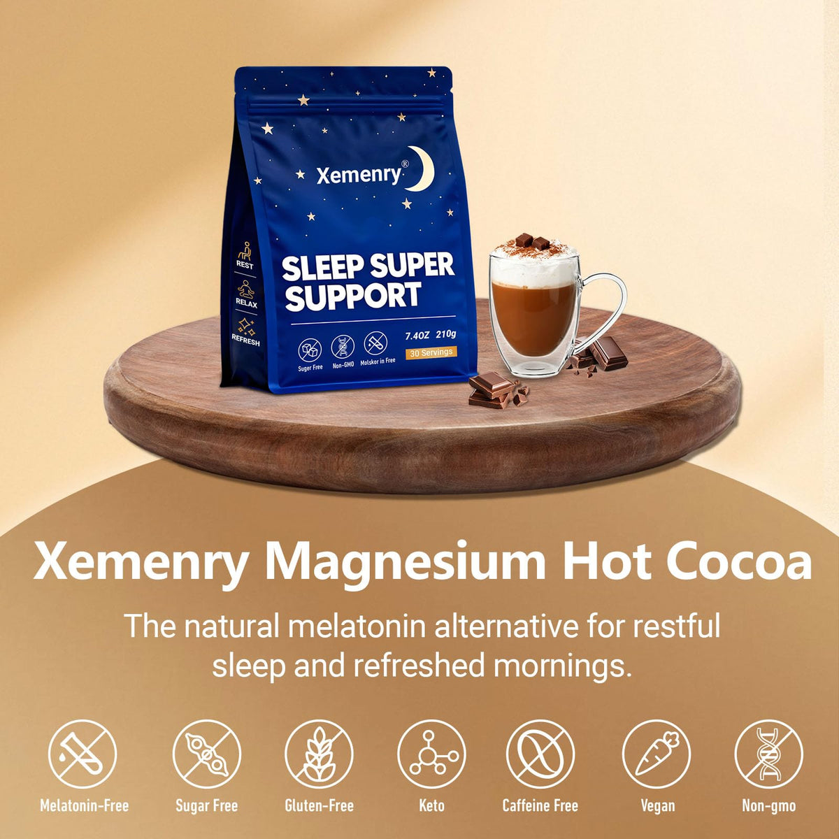 Chocolat chaud au magnésium Xemenry dans une tasse
