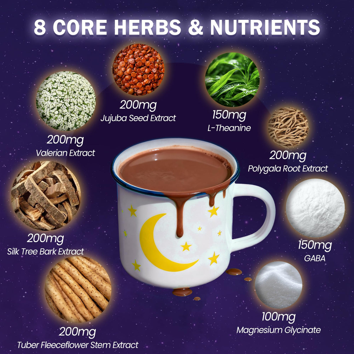 Chocolat chaud aux champignons NUTRATASTE en poudre dans une cuillère