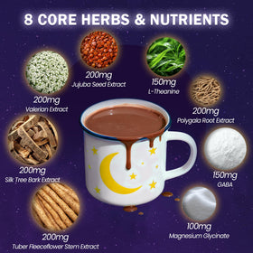 Chocolat chaud aux champignons NUTRATASTE en poudre dans une cuillère
