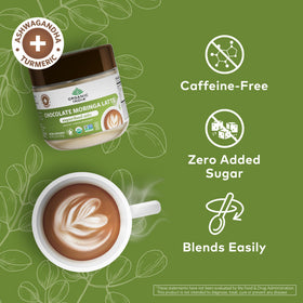 Chocolat Moringa Latte ORGANIC INDIA dans un bol avec cuillère