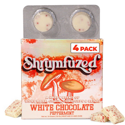 Chocolat Shrumfuzed aux champignons blanc menthe vue de face