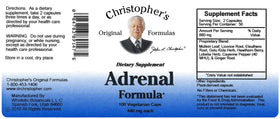 Christopher's Original Formulas Adrenal Formula vue latérale montrant les capsules