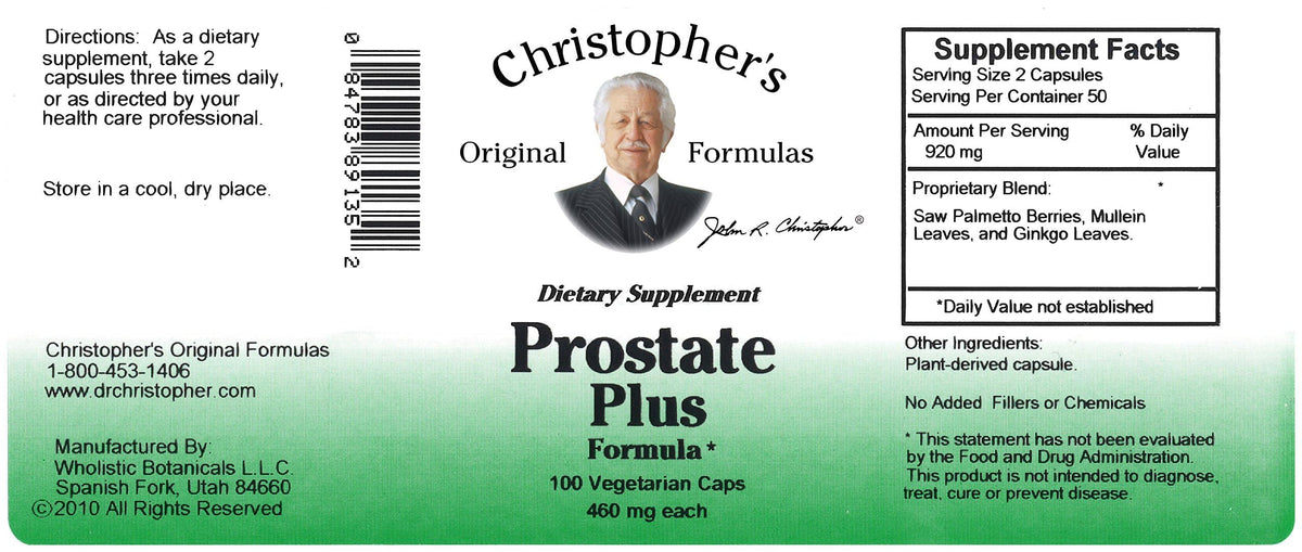 Christopher's Prostate Plus capsules with measuring spoon