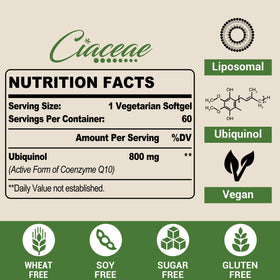Ciaceae CoQ10 Liposomal 800 mg gélules végétariennes arrière