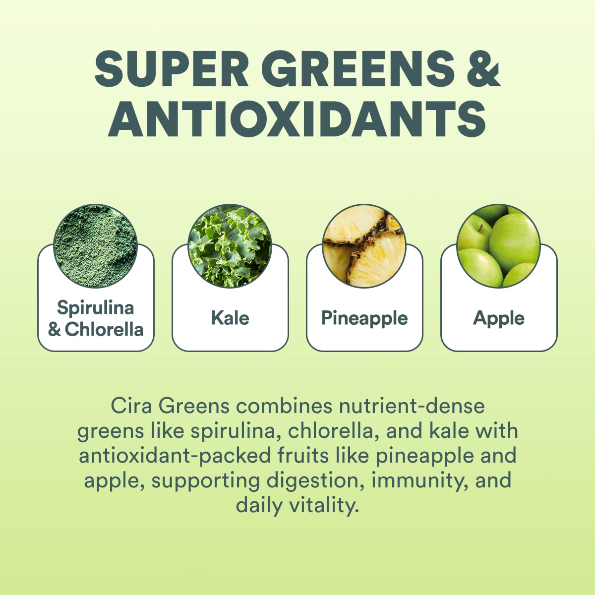 Cira Daily Greens en poudre dans un verre d'eau