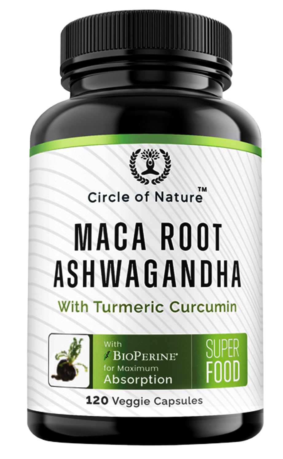 CIRCLE OF NATURE capsules de Maca et Ashwagandha 120 unités vue de face
