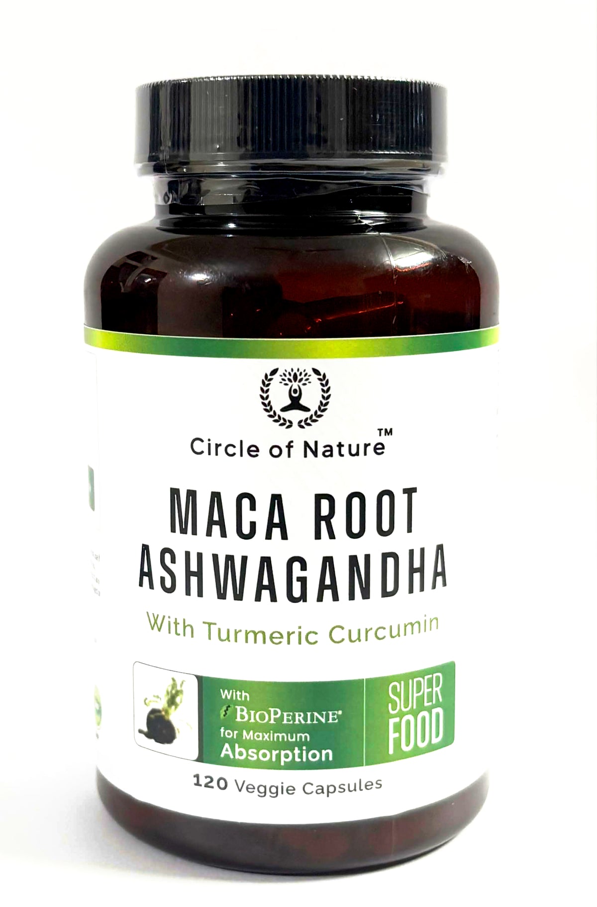 CIRCLE OF NATURE Maca et Ashwagandha capsules avec verre d'eau