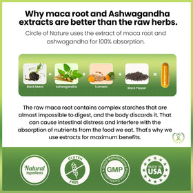 CIRCLE OF NATURE Maca et Ashwagandha en capsules sur une table