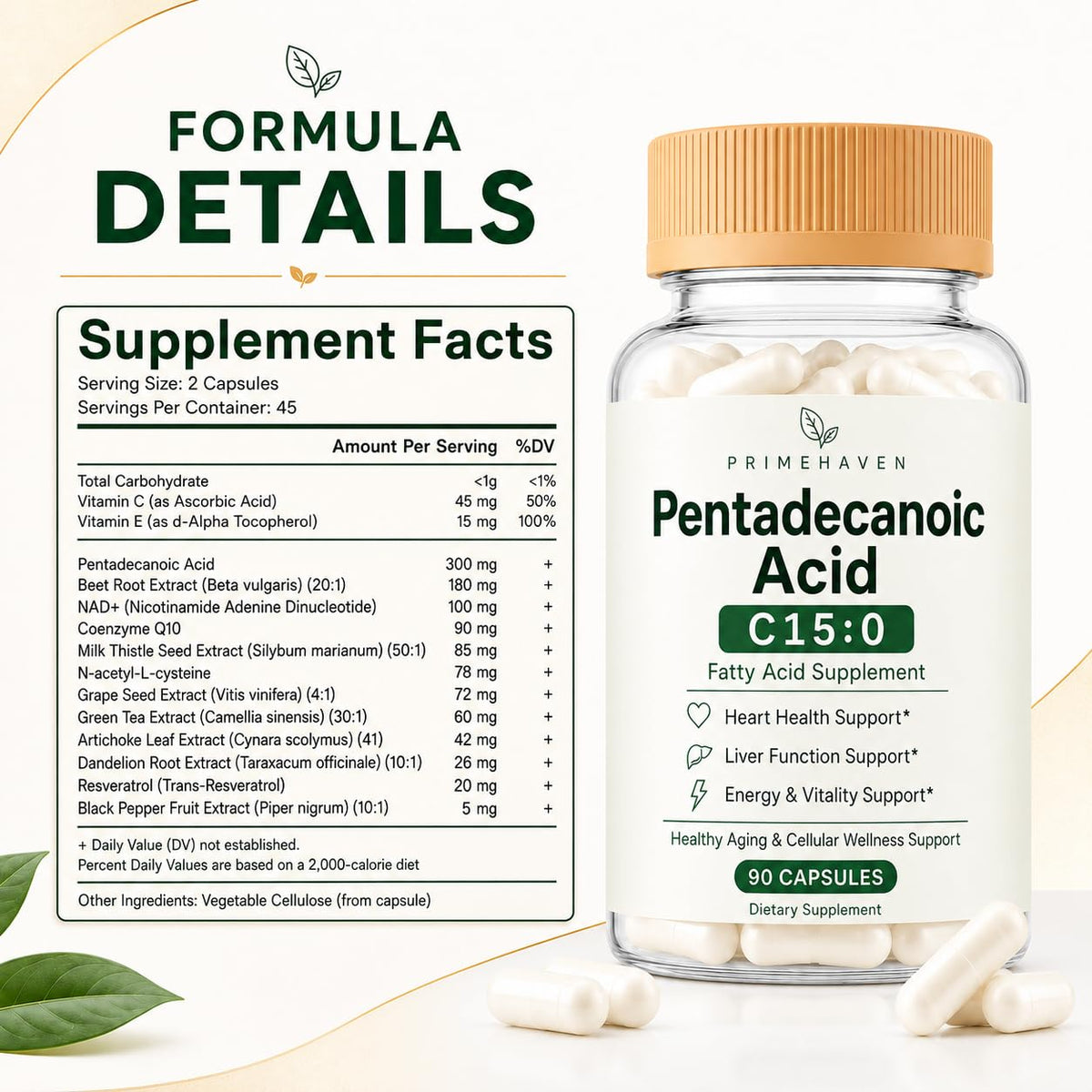 CIRVANO Acides gras C15:0 capsules sur une table