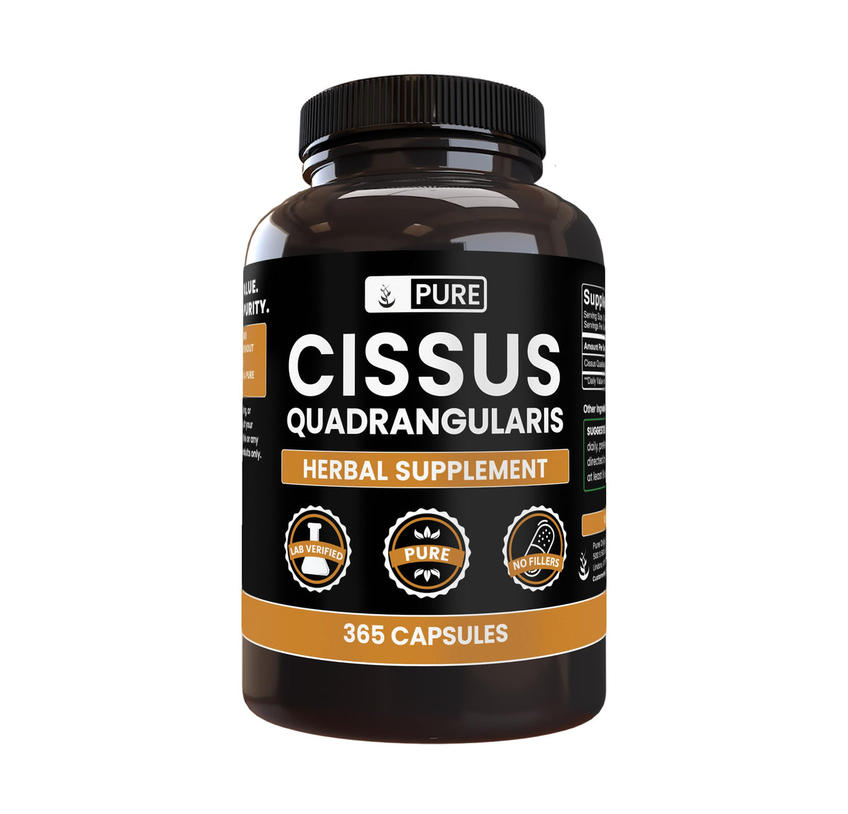Cissus Quadrangularis PURE ORIGINAL INGREDIENTS 365 capsules front view