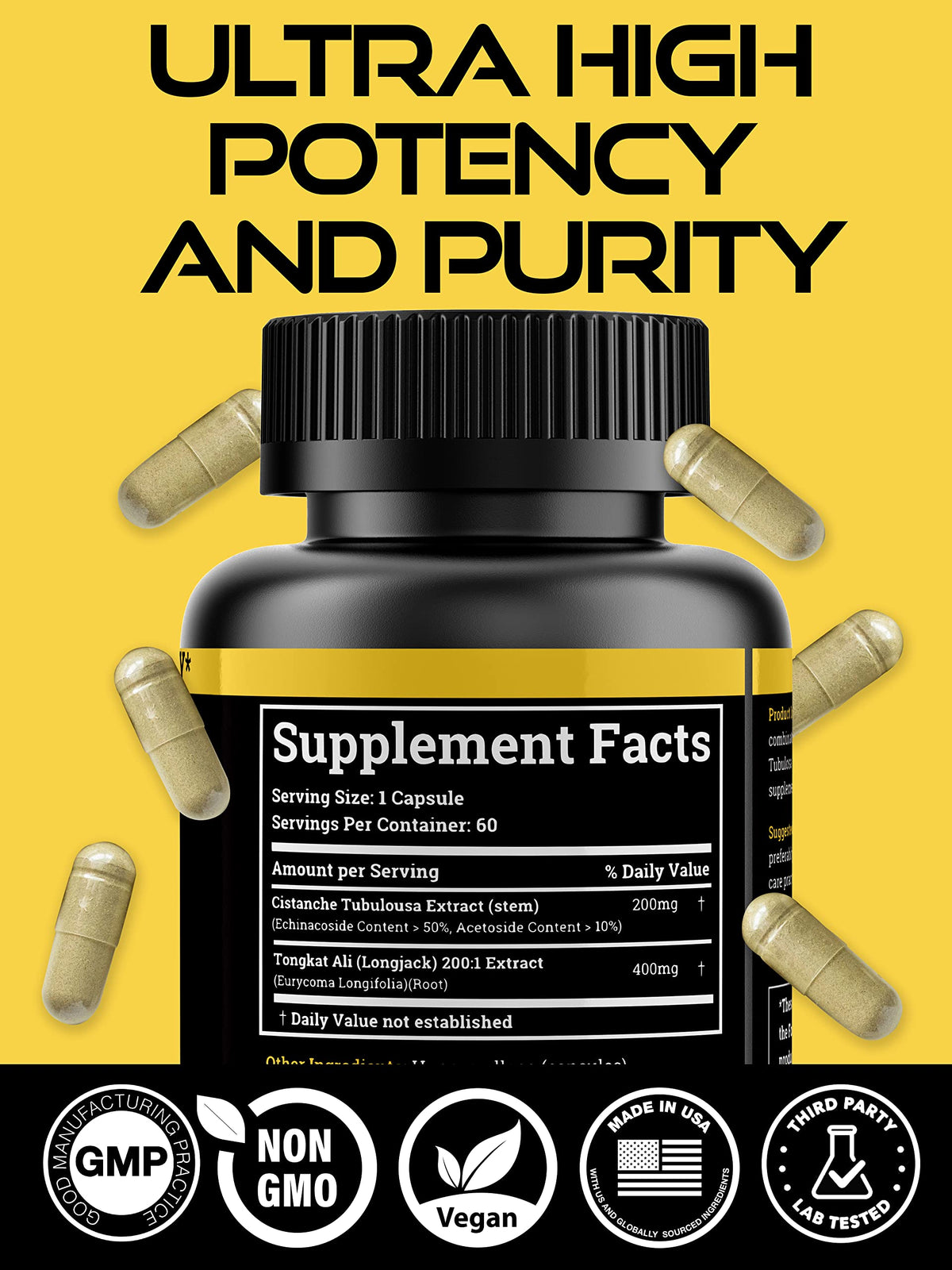 Cistanche Tubulosa 200mg & Tongkat Ali 400mg Black Forest, boîte avec étiquette