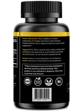 Cistanche Tubulosa 200mg & Tongkat Ali 400mg Black Forest, capsules sur fond blanc