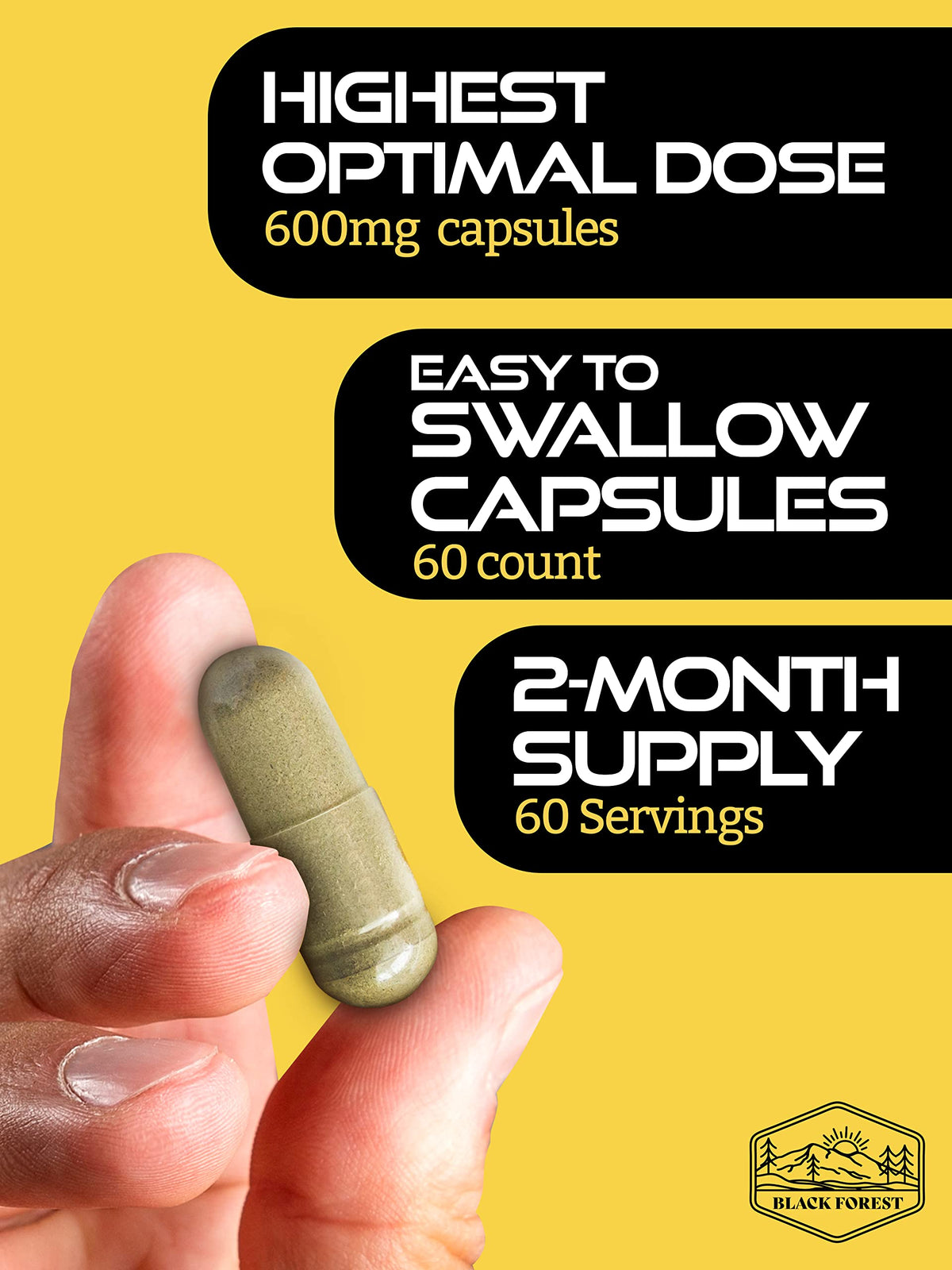 Cistanche Tubulosa 200mg & Tongkat Ali 400mg Black Forest, présentation sur une table