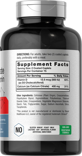 Citrate de Calcium Horbäach 400mg avec Vitamine D3 comprimés enrobés