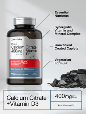 Citrate de Calcium Horbäach 400mg avec Vitamine D3 sur fond blanc